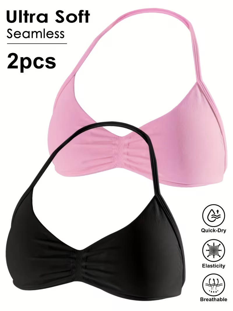 Suspender Tank Top - 2pcs Seamless Sexy Open Back Gym