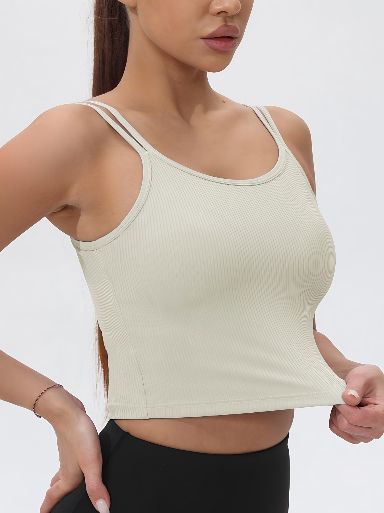 Tank Top Ribbed - Fitfemme Women's Ribbed Sleeveless Crop Sports