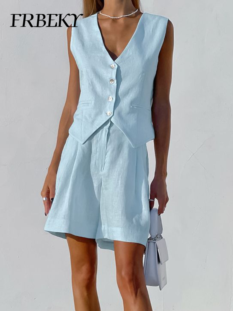 New Cotton Linen Vest Short Se - Sleeveless Undershirt recension och pris