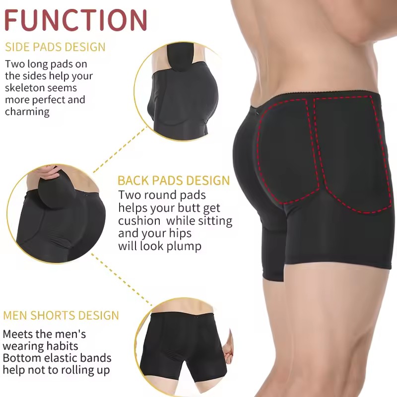 Men Padded Hip Enhancer Booty  - Boxer Brief Pack Cotton recension och pris