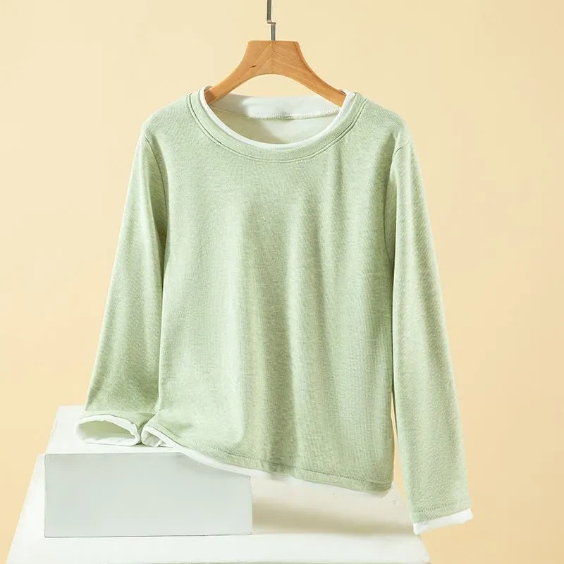 Women Plus Size Fake Two Piece - Undershirt Crew Neck recension och pris