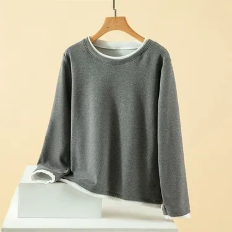 Women Plus Size Fake Two Piece - Undershirt Crew Neck recension och pris