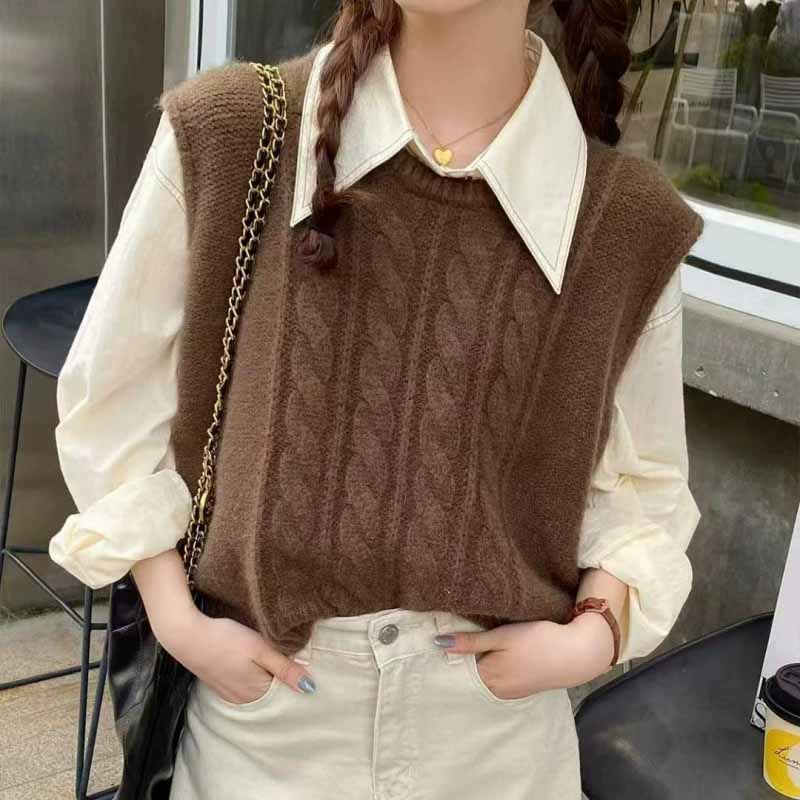 2025 New O-Neck Knitted Vest W - Sleeveless Undershirt recension och pris