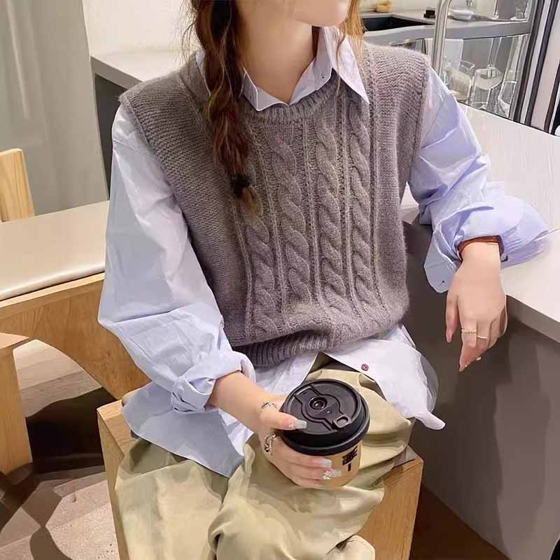 2025 New O-Neck Knitted Vest W - Sleeveless Undershirt recension och pris