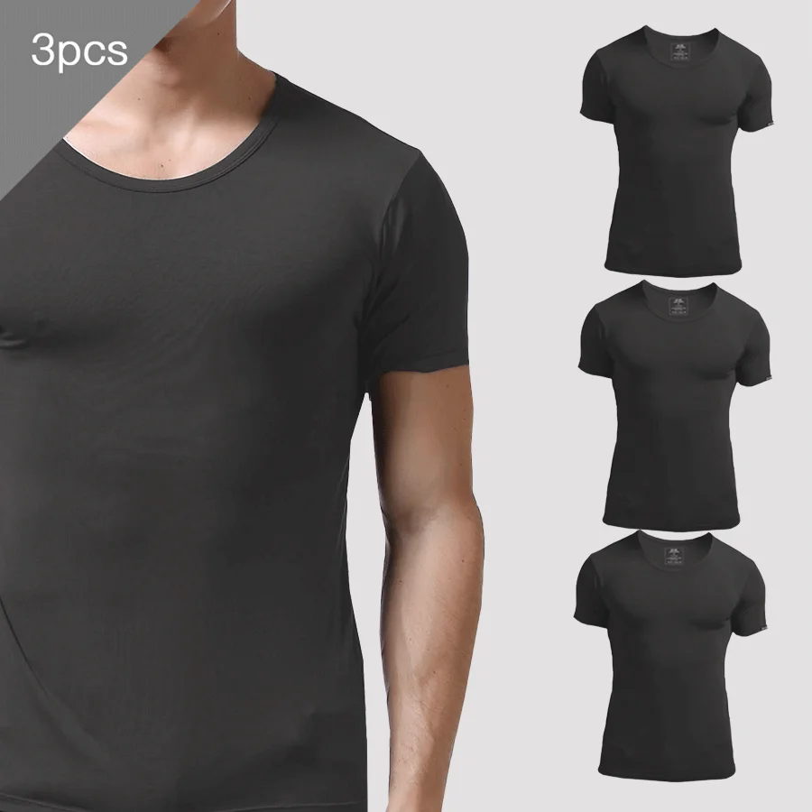 3PCS Men's Summer Short Sleeve - Undershirt Crew Neck recension och pris