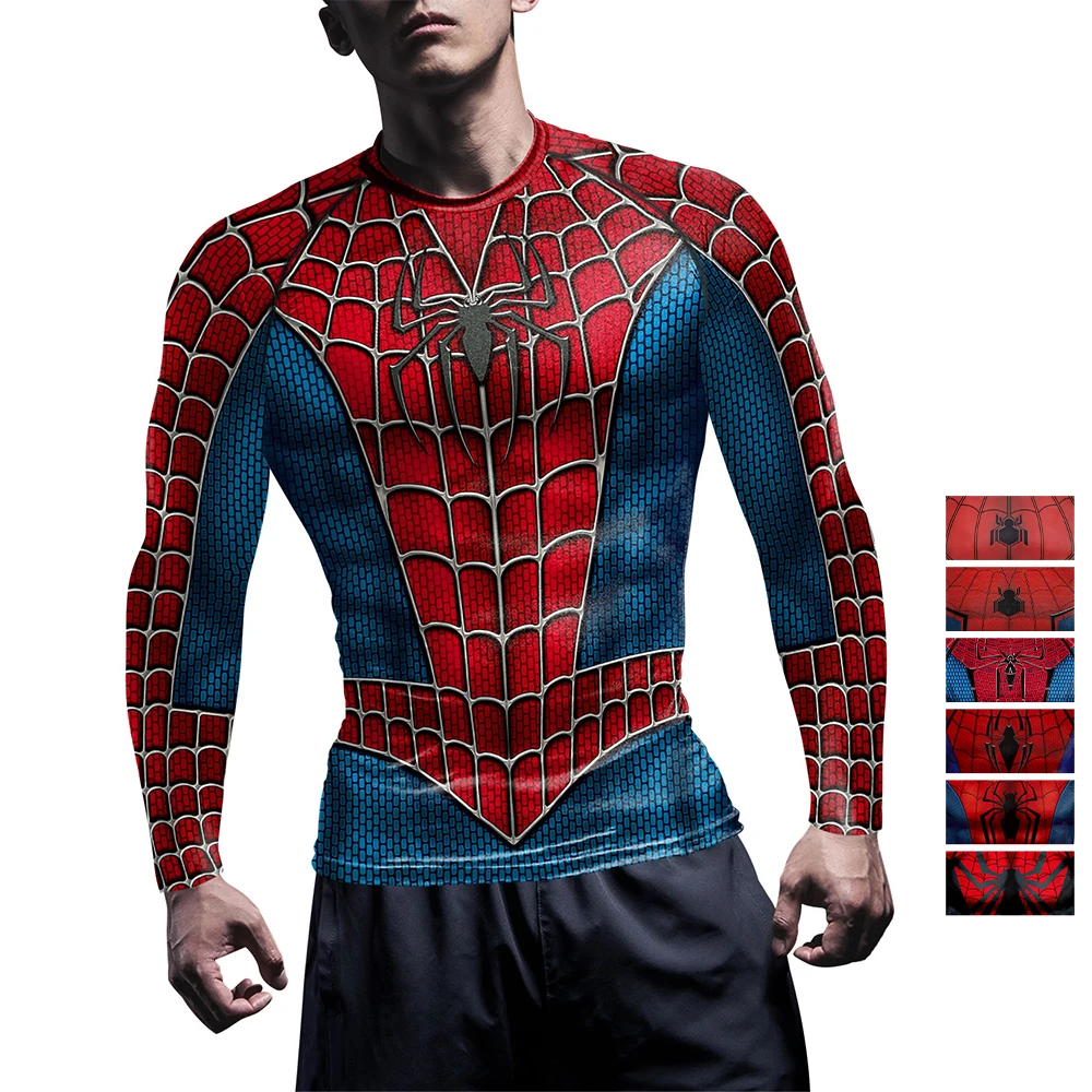 Spider Print T-Shirt Men Compr - T Shirt Tight Fit recension och pris
