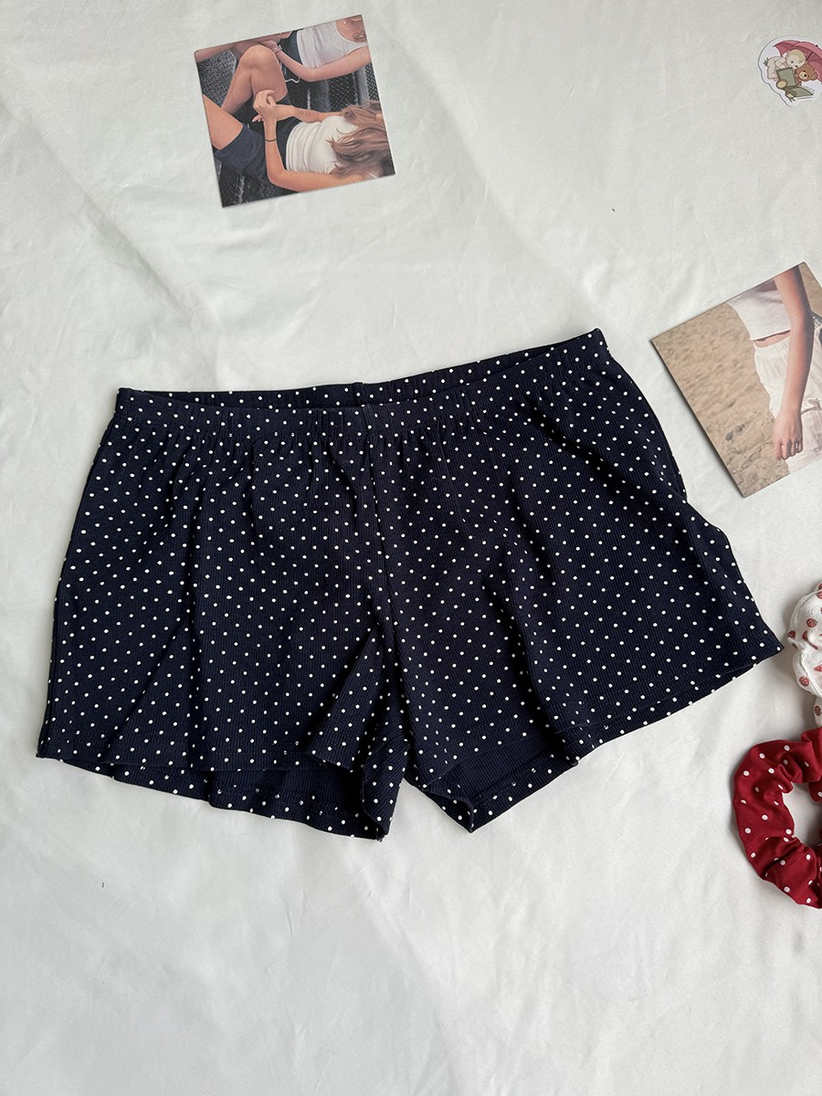 Navy Dot Ribbed Shorts Sets Wo - Tank Top Ribbed recension och pris